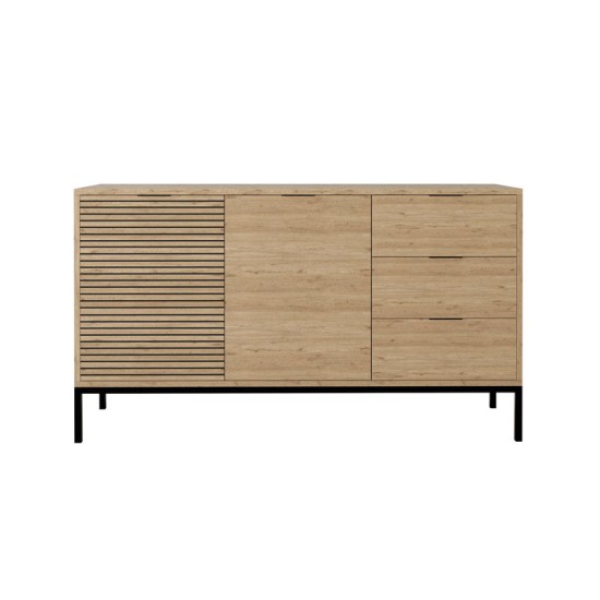 Μπουφές Leodrif  μελαμίνης oak-μαύρο 140x40x80εκ