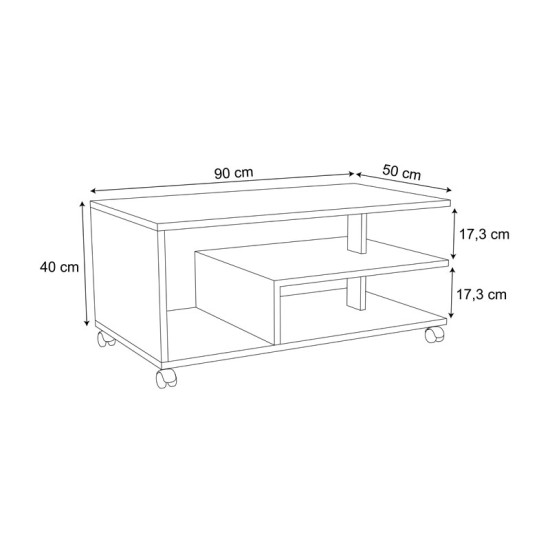 Τραπέζι σαλονιού Jayper  τροχήλατο μελαμίνης oak 90x50x40εκ Model: 197-000188