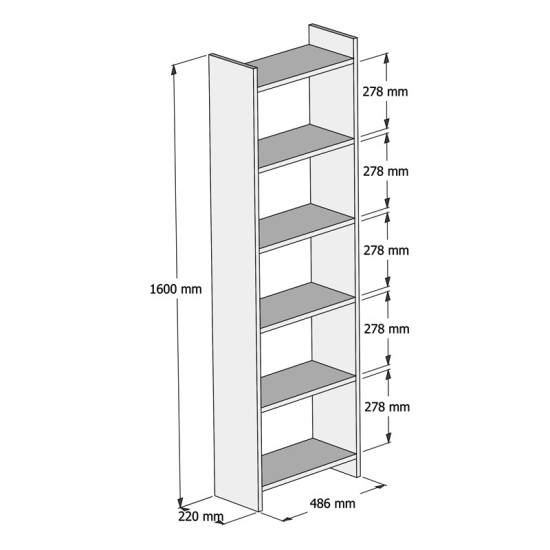 Βιβλιοθήκη Darco  μελαμίνης λευκό 48.6x22x160εκ Model: 197-000198