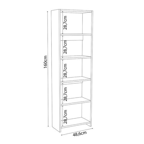 Βιβλιοθήκη Robelo  μελαμίνης λευκό 48.6x22x160εκ Model: 197-000201