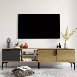 Έπιπλο τηλεόρασης Kowel  μελαμίνης ανθρακί-oak 180x34x51εκ Model: 197-000214