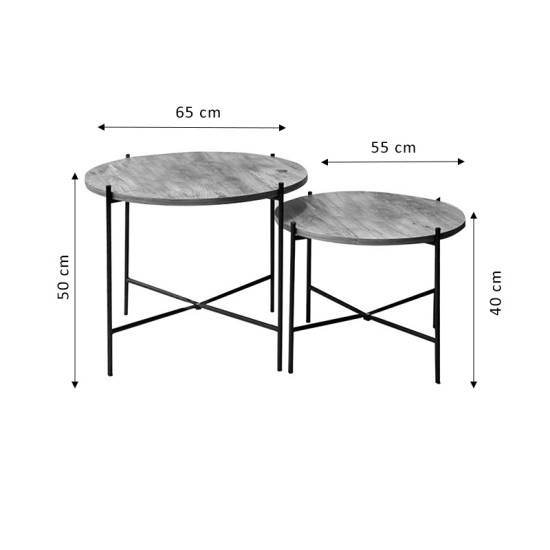 Τραπέζι σαλονιού Forfu  σετ 2 τεμαχίων oak-μαύρο Model: 197-000234