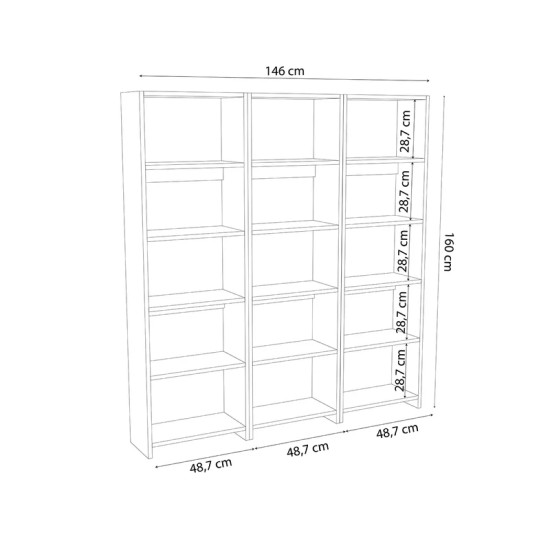 Βιβλιοθήκη Rabuku  σε oak  απόχρωση 146x22x123εκ