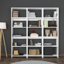 Βιβλιοθήκη Rabuku  σε λευκή απόχρωση 146x22x160εκ