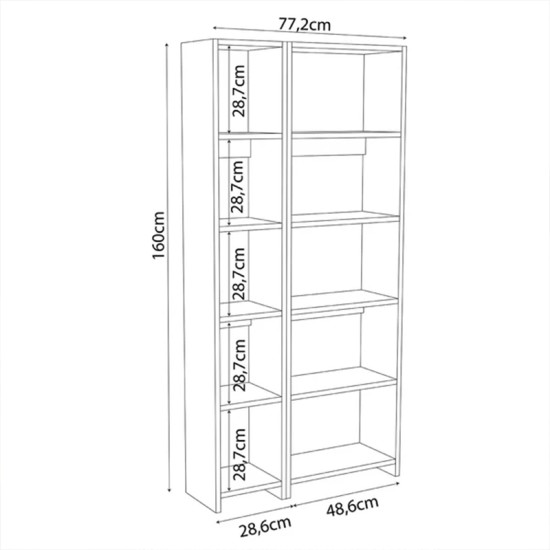 Βιβλιοθήκη Alkathi  σε oak απόχρωση 77x22x160εκ