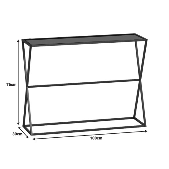 Κονσόλα Loujie I  σε μαύρο μέταλλο-smoke γυαλί 100x30x76εκ