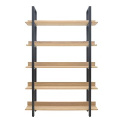 Βιβλιοθήκη Almond  σε oak-μαύρη απόχρωση 120x29x185εκ