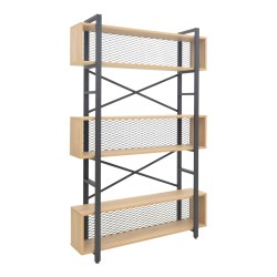Βιβλιοθήκη Fifer  σε oak-μαύρη απόχρωση 120x28x185εκ Βιβλιοθήκη Fifer  σε oak-μαύρη απόχρωση 120x28x185εκ