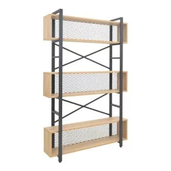 Βιβλιοθήκη Fifer  σε oak-μαύρη απόχρωση 120x28x185εκ