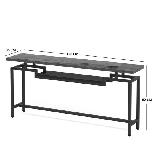 Κονσόλα Onole  σε καρυδί - μαύρο μέταλλο 180x35x82εκ