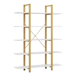 Βιβλιοθήκη Esthon  σε λευκή όψη μαρμάρου με χρυσό μέταλλο 120x32x180εκ