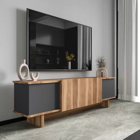 Έπιπλο τηλεόρασης Aramos σε ανθρακί-oak απόχρωση 180x33x50εκ Έπιπλο τηλεόρασης Aramos σε ανθρακί-oak απόχρωση 180x33x50εκ