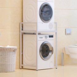 Ραφιέρα στήριξης πλυντηρίου - στεγνωτηρίου Delavar  μέταλλο λευκό 72x60x116εκ