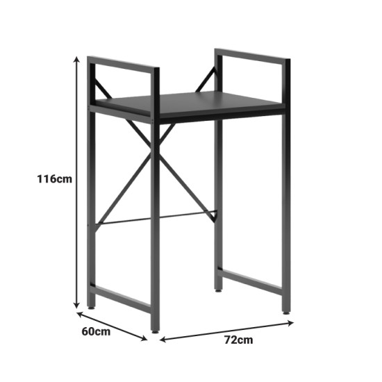 Ραφιέρα στήριξης πλυντηρίου - στεγνωτηρίου Delavar  μέταλλο μαύρο 72x60x116εκ
