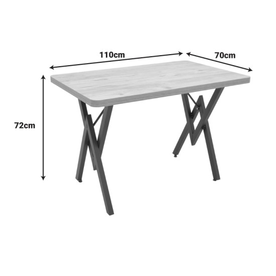 Τραπέζι Vertex  oak με μαύρα μεταλλικά πόδια 110x70x72εκ