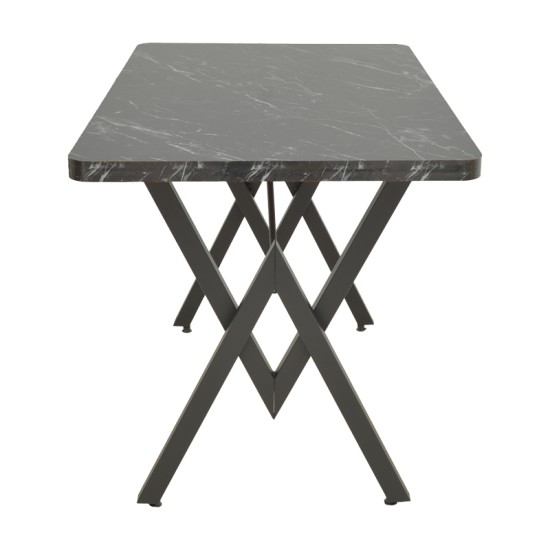 Τραπέζι Vertex  μαυρο εφέ μαρμάρου με μαύρα μεταλλικά πόδια 110x70x72εκ