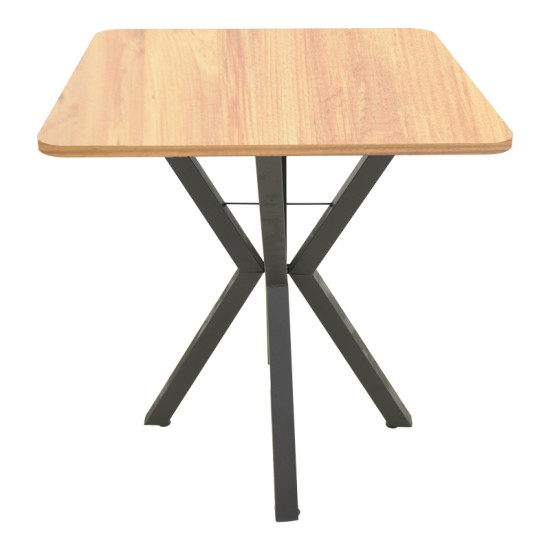 Τραπέζι Arenya  φυσική απόχρωση με μαύρα μεταλλικά πόδια 70x70x72εκ