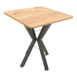 Τραπέζι Arenya  φυσική απόχρωση με μαύρα μεταλλικά πόδια 70x70x72εκ