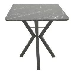 Τραπέζι Arenya  μαύρο εφε μαρμάρου- μαύρα μεταλλικά πόδια 70x70x72εκ