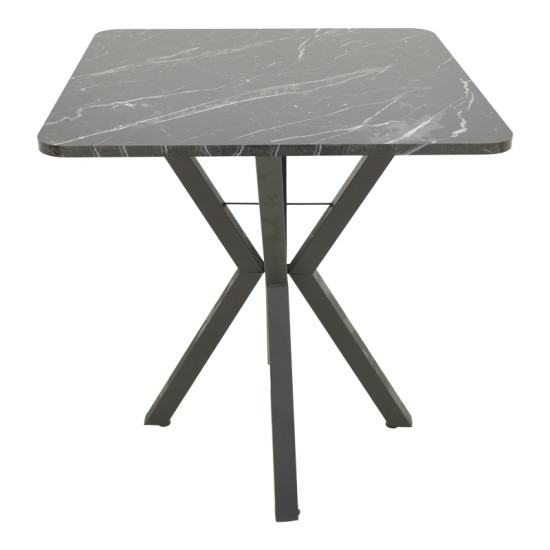Τραπέζι Arenya  μαύρο εφε μαρμάρου- μαύρα μεταλλικά πόδια 70x70x72εκ