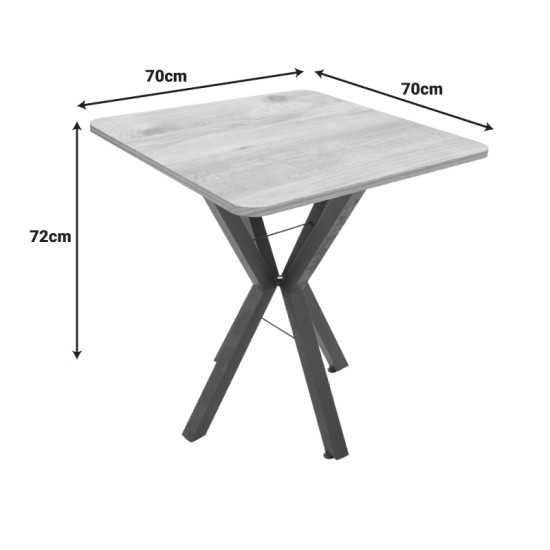 Τραπέζι Arenya  μαύρο εφε μαρμάρου- μαύρα μεταλλικά πόδια 70x70x72εκ