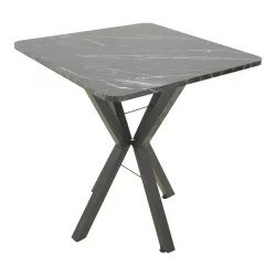 Τραπέζι Arenya  μαύρο εφε μαρμάρου- μαύρα μεταλλικά πόδια 70x70x72εκ