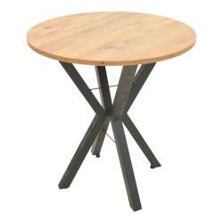 Τραπέζι Rogue  φυσική απόχρωση με μαύρα μεταλλικά πόδια Φ70x72εκ