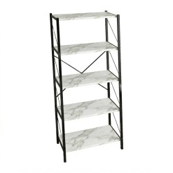 Βιβλιοθήκη Bimblem  λευκό μαρμάρου με μαύρο μέταλλο  60x30x150εκ