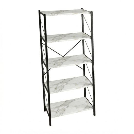 Βιβλιοθήκη Bimblem  λευκό μαρμάρου με μαύρο μέταλλο  60x30x150εκ