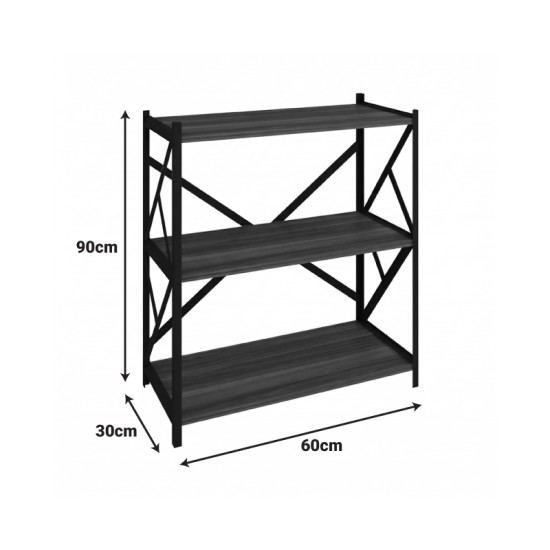 Ραφιέρα επιδαπέδια Althea  oak με μαύρο μέταλλο 60x30x90εκ