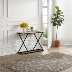 Κονσόλα Glimmer  σε φυσικό απόχρωση με μαύρο μέταλλο 100x30x80εκ