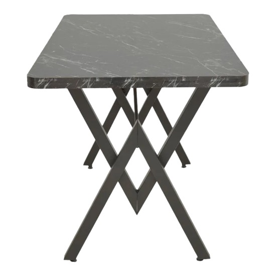 Τραπέζι Vertex  μαύρο μαρμάρου και μέταλλο 110x70x72εκ