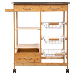 Τρόλεϊ-ραφιέρα 7όροφη Esla  bamboo φυσικό-λευκό 73,5x37x86εκ Τρόλεϊ-ραφιέρα 7όροφη Esla  bamboo φυσικό-λευκό 73,5x37x86εκ