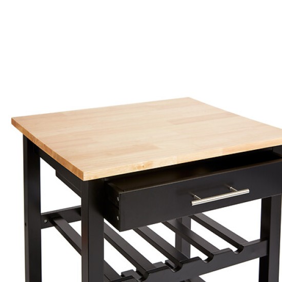 Τρόλεϊ-Ραφιέρα Claude  mdf μαύρο - φυσικό  58x48x87.5εκ