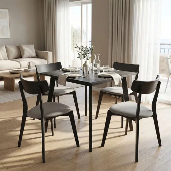 Tραπεζαρία Benson - Toto  σετ 5τμχ rustic grey - ύφασμα grey 80x80x75εκ