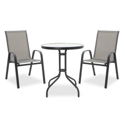 Τραπεζαρία Calan-Watson σετ 3τεμ  μέταλλο μαύρο-textilene μαύρο Φ60x70εκ