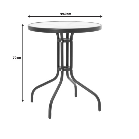 Τραπεζαρία Calan-Watson σετ 3τεμ  μέταλλο μαύρο-textilene μαύρο Φ60x70εκ