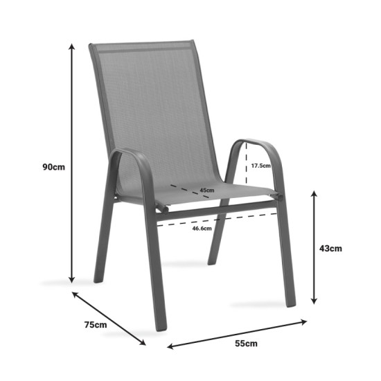 Τραπεζαρία Watson-Calan σετ 3τεμ  μέταλλο-textilene καφέ 60x60x70εκ Model: 200-000309