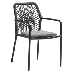 Τραπεζαρία Kherson-Kliton A σετ 7τεμ  αλουμινίου και σχοινί σε ανθρακί απόχρωση 150x80x74εκ