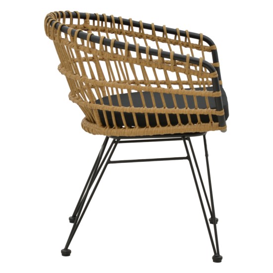 Τραπεζαρία Kliton-Naoki A σετ 3τεμ  ανθρακί αλουμίνιο και μέταλλο σε μαύρη απόχρωση 80x80x74εκ