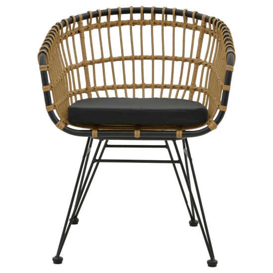 Τραπεζαρία Kliton-Naoki A σετ 3τεμ  ανθρακί αλουμίνιο και μέταλλο σε μαύρη απόχρωση 80x80x74εκ