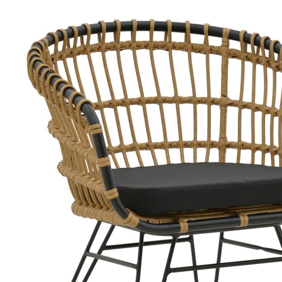 Τραπεζαρία Kliton-Naoki A σετ 3τεμ  ανθρακί αλουμίνιο και μέταλλο σε μαύρη απόχρωση 80x80x74εκ