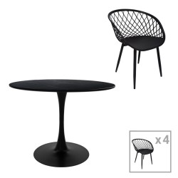 Τραπεζαρία Ezra-Balou  σετ 5τεμ pp-mdf σε μαύρη απόχρωση Φ120x76εκ