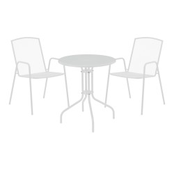 Τραπεζαρία Vergo-Pomedon  σετ 3τεμ μέταλλο σε λευκή απόχρωση