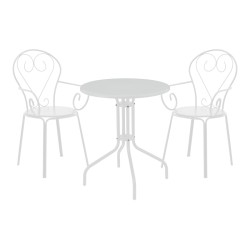 Τραπεζαρία Monasty-Vergo  σετ 3τεμ μέταλλο σε λευκή απόχρωση