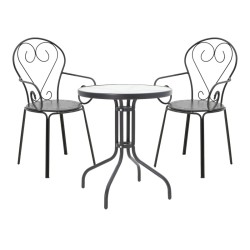 Τραπεζαρία Watson-Monasty  σετ 3τεμ μέταλλο σε μαύρη απόχρωση