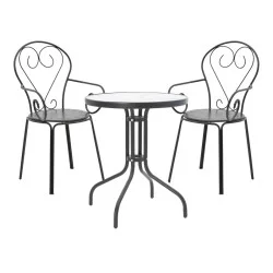 Τραπεζαρία Watson-Monasty  σετ 3τεμ μέταλλο σε μαύρη απόχρωση