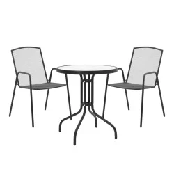 Τραπεζαρία Watson-Pomedon  σετ 3τεμ μέταλλο σε μαύρη απόχρωση