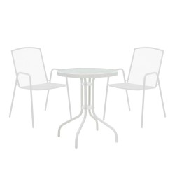 Τραπεζαρία Watson-Pomedon  σετ 3τεμ μέταλλο σε λευκή απόχρωση