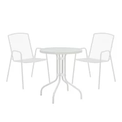 Τραπεζαρία Watson-Pomedon  σετ 3τεμ μέταλλο σε λευκή απόχρωση